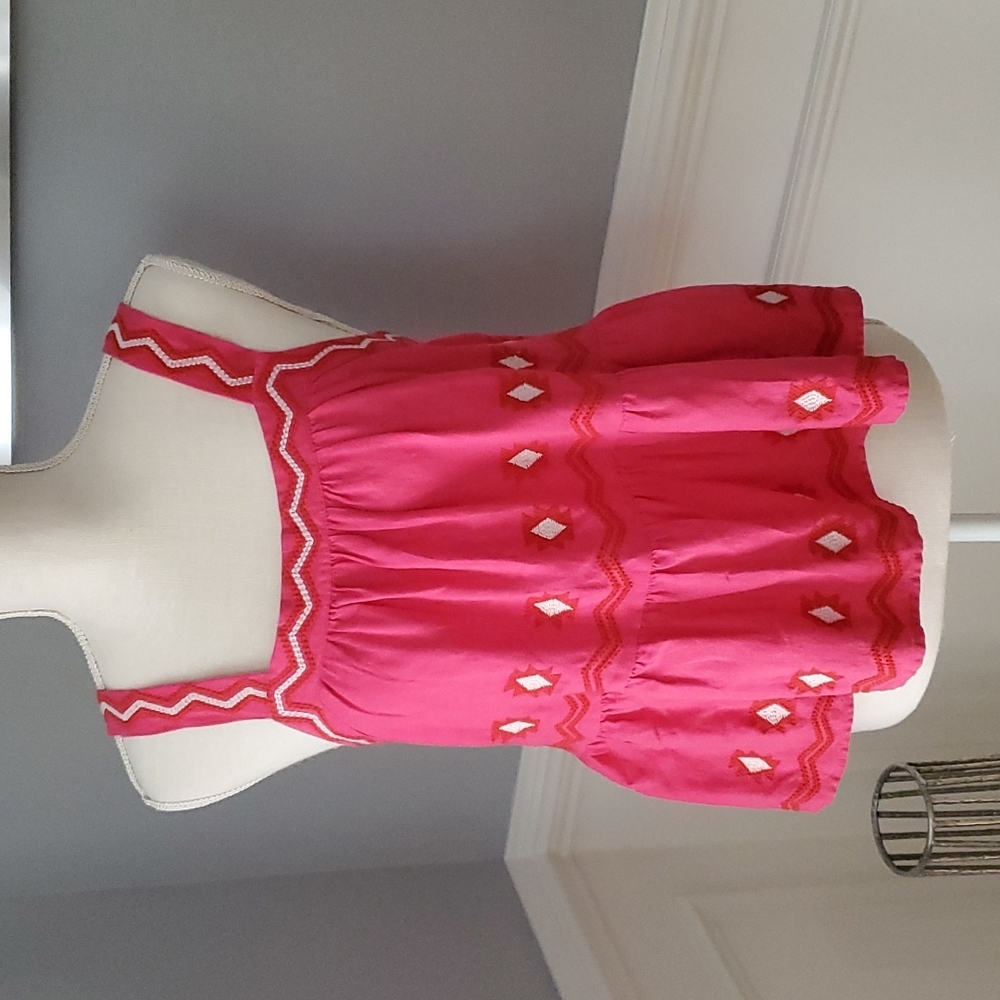 Ann Taylor LOFT Pink Linen Blend Embroidered Boho Tank Top Women XS Runs Big - Picture 4 of 12